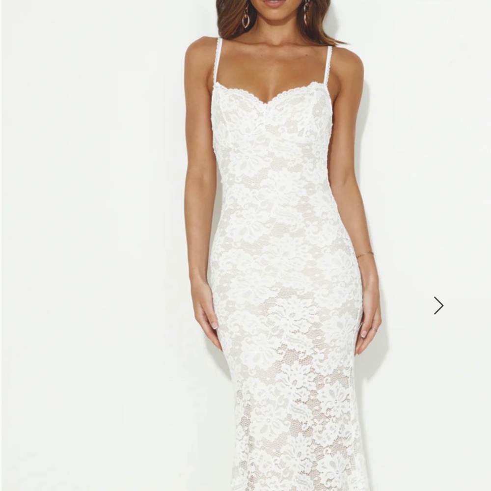 Hello Molly Sweet Lace Maxi Dress White Large